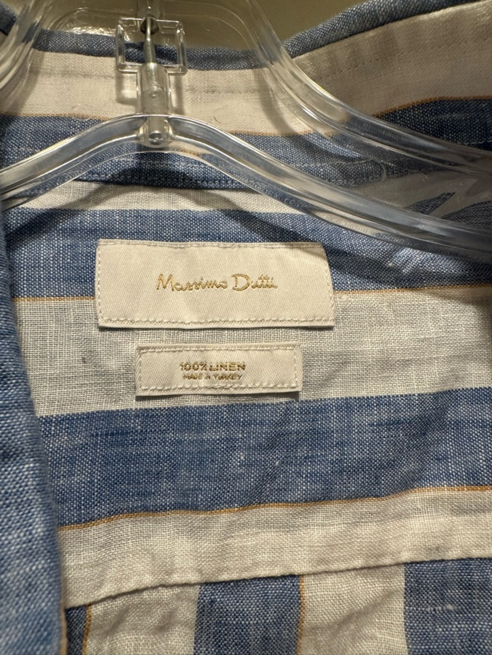 Massimo Dutti Blue and White Vertical Stripe Linen Shirt Size XL - Picture 3 of 4